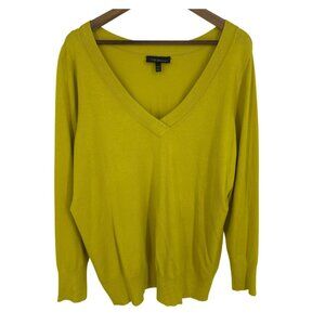 Lane Bryant Womens Yellow V-Neck Sweater Long Sleeve Lightweight Sz 18/20